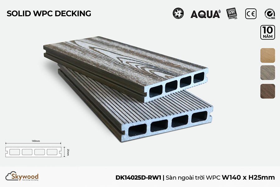 Sàn ngoài trời WPC – DK14025D-RW01 – Driftwood – 25mm