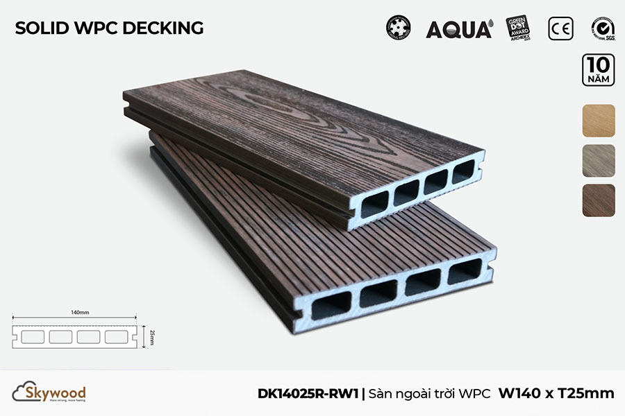 Sàn ngoài trời WPC – DK14025R-RW01 – Rosewood – 25mm